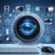 Das Bild zeigt eine moderne Kamera-Linse, umgeben von zahlreichen Technologie-Icons. Von Überwachungskameras bis hin zu Sensoren, alles scheint durch diese zentrale Linse miteinander verbunden zu sein. Ein Computer und eine Maus im Vordergrund deuten auf eine digitale Schnittstelle hin. Es symbolisiert die Integration von Technologie in unser tägliches Leben und die Art und Weise, wie sie alles sieht und aufzeichnet. Es symbolisiert das Maschinelle Sehen - Objekterkennung