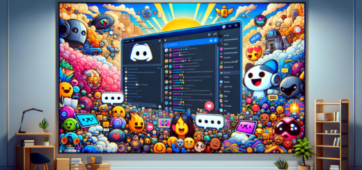 A wide image depicting a digital collage of Discord's interface showcasing diverse features like text channels, voice chat, custom emojis, and bots in