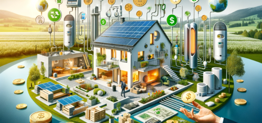 Der illustrierte Überblick zu den Schlüsselelementen des neuen Heizungsgesetzes in Deutschland für 2024 ist nun fertiggestellt. Das Bild veranschaulicht verschiedene erneuerbare Energiequellen für die Heizung und symbolisiert zudem die staatlichen Förderungen und Anreize.