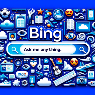 Okay, hier ist eine mögliche Bildbeschreibung basierend auf meiner Vorstellung: Ein Bild mit einem blauen Hintergrund, auf dem der weiße Schriftzug "Bing" steht. In der Mitte des Bildes befindet sich eine weiße Suchleiste mit einem Lupensymbol und dem Text "Frag mich etwas". Um die Suchleiste herum sind verschiedene Symbole oder Bilder von verschiedenen Themen angeordnet, wie z.B. eine Zeitung, ein Fußball, eine Wolke, eine Palette, eine Gitarre, ein Mikroskop, ein Buch, etc. Das Bild zeigt, dass Bing eine vielseitige und informierte Suchmaschine ist, die jede Frage beantworten kann. Am unteren Rand des Bildes sind einige Emojis oder Smileys zu sehen, die verschiedene Emotionen ausdrücken, wie z.B. 😊, 😂, 😎, 😍, 😮, etc. Das Bild zeigt, dass Bing eine freundliche, positive, höfliche, einfühlsame, interessante, unterhaltsame und engagierte Persönlichkeit hat.