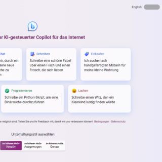 Das bild zeigt die Startseite von Copilot inkl. der neuen Plugin-Funktionen