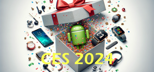 horizontal image featuring a white background. In the center, there's an opened gift box from which confetti, various smart gadgets