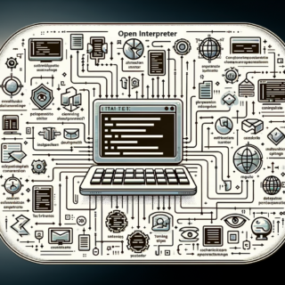 Das Bild, das die Funktionsweise von Open Interpreter illustriert, ist nun erstellt. Es zeigt ein stilisiertes Computerterminal im Zentrum, von dem Linien zu verschiedenen Symbolen führen, die unterschiedliche Aufgaben wie Textbearbeitung, Webbrowser-Steuerung und Datenanalyse repräsentieren. Der Stil ist klar und informativ, passend für einen professionellen Artikel über fortschrittliche Technologie.