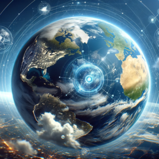 Die Erde aus dem Weltraum, symbolisch für den globalen Einfluss von KI in der Wettervorhersage.