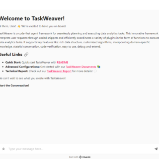 Weboberfläche von TaskWeaver WebUI