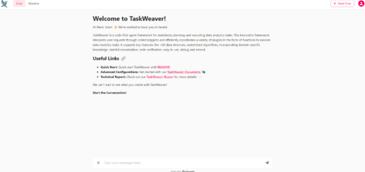 Weboberfläche von TaskWeaver WebUI
