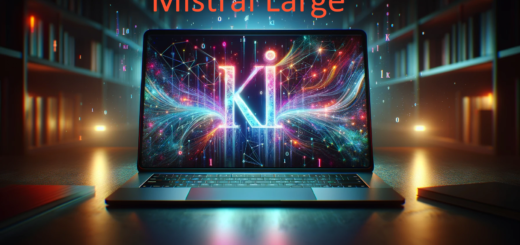 A sleek, modern laptop open on a desk, casting a soft glow on its surroundings. Emerging from the screen is a vibrant, digital world, full of intercon