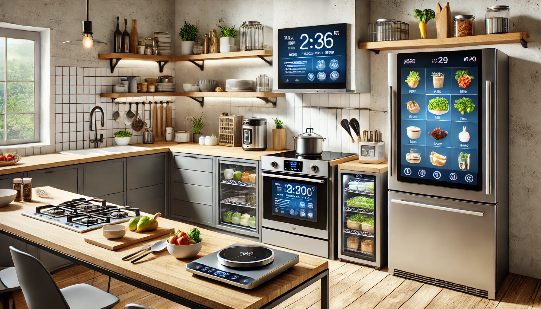 Küche mit verschiedenen smarten Küchenhelfern