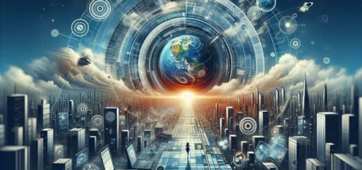 Abstraktes Bild, das die Rolle von Technologiegiganten in der modernen Welt darstellt