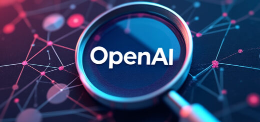 Lupe mit Schriftzug OpenAI.