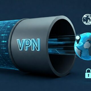 Sichere VPN-Verbindung: Datenübertragung durch einen verschlüsselten Tunnel mit globaler Reichweite.