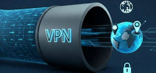 Sichere VPN-Verbindung: Datenübertragung durch einen verschlüsselten Tunnel mit globaler Reichweite.