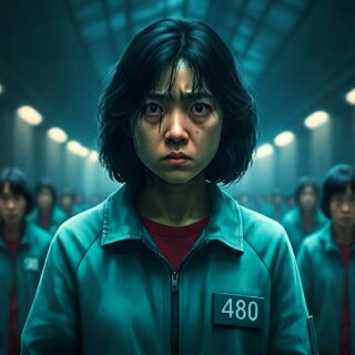 Eine dynamische Grafik, die die Entstehung und den globalen Einfluss von 'Squid Game' visualisiert. Sie zeigt die vielschichtige Erzählung, die gesellschaftskritischen Themen und den immensen Erfolg der Serie.