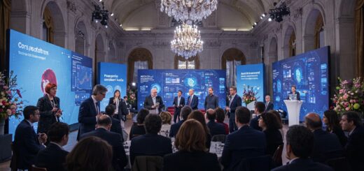 KI generiertes Bild einer Szene einer Konferenz für KI