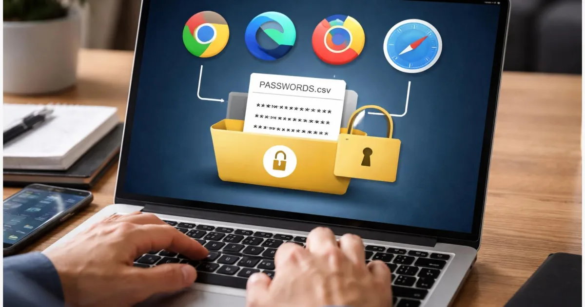 Passwörter exportieren & sicher umziehen: Anleitung für Chrome, Edge, Firefox, Safari