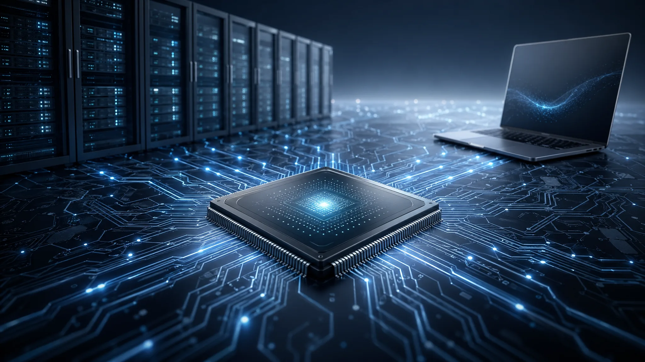 Illustration zu KI-Chips, Rechenzentren und AI-PCs