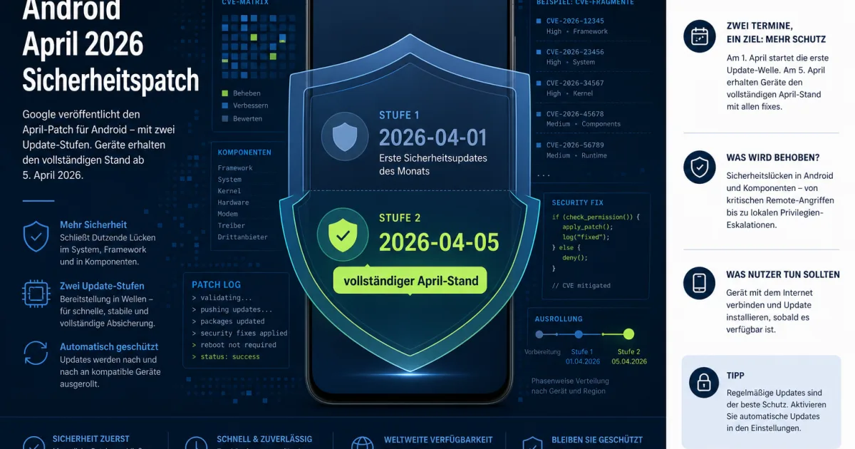 Android-April-Patch 2026: Warum der Patch-Level 2026-04-05 jetzt wichtig ist