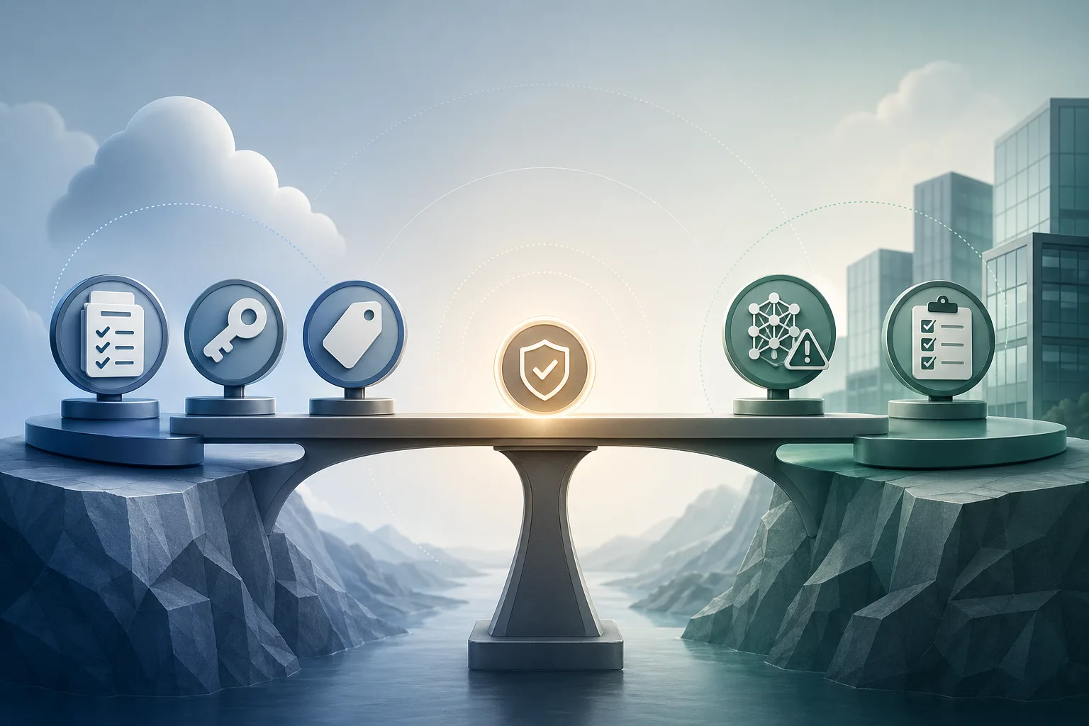 Abstrakte Brücke zwischen Anbieter-Kontrollen und Kunden-Governance