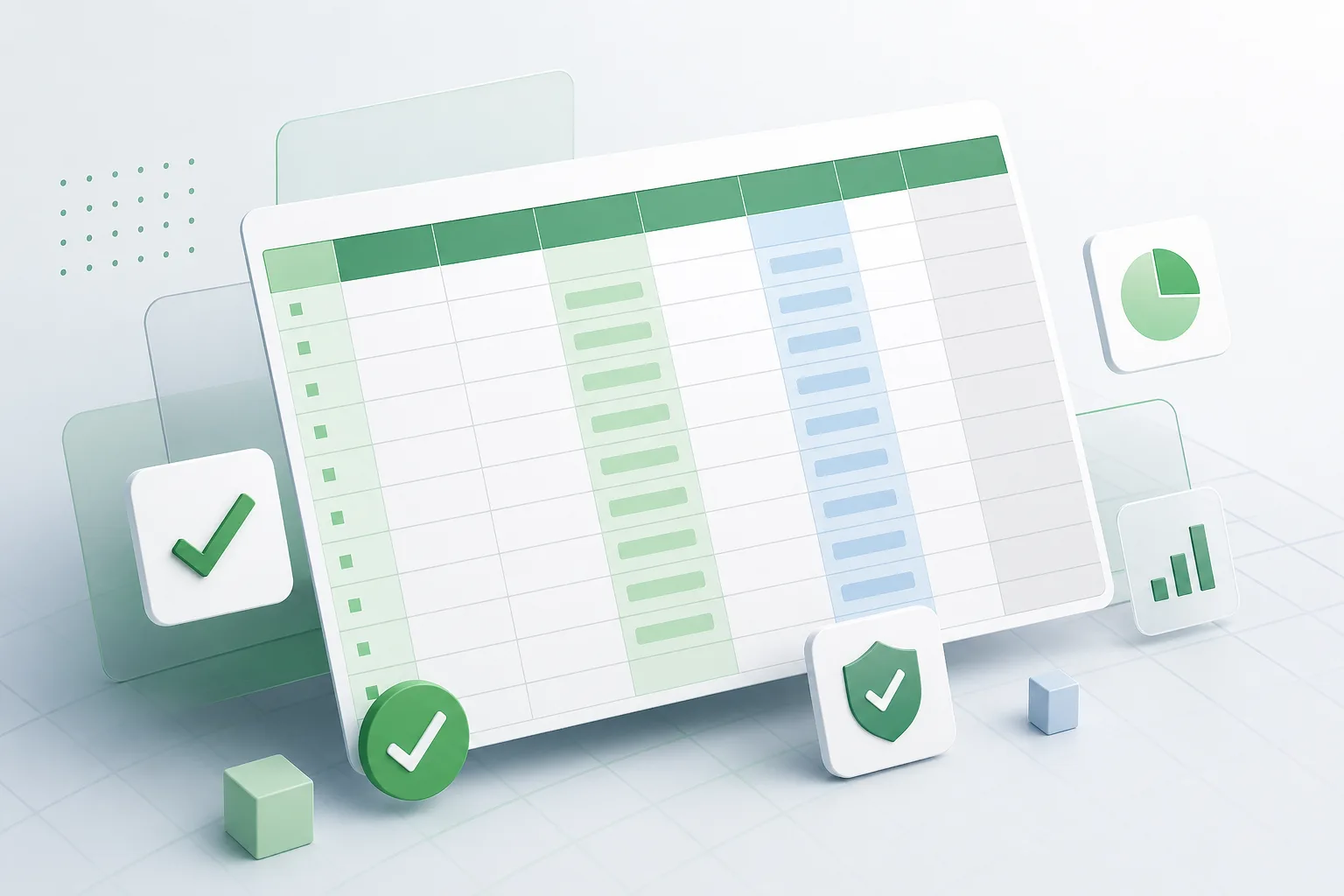 Konzeptgrafik einer strukturierten Tabelle mit Spalten für Namen, Adresse und E-Mail