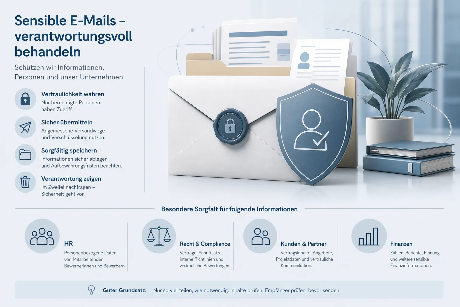 Übersicht zu sensiblen E-Mail-Inhalten, die vor der Copilot-Nutzung geprüft werden sollten.
