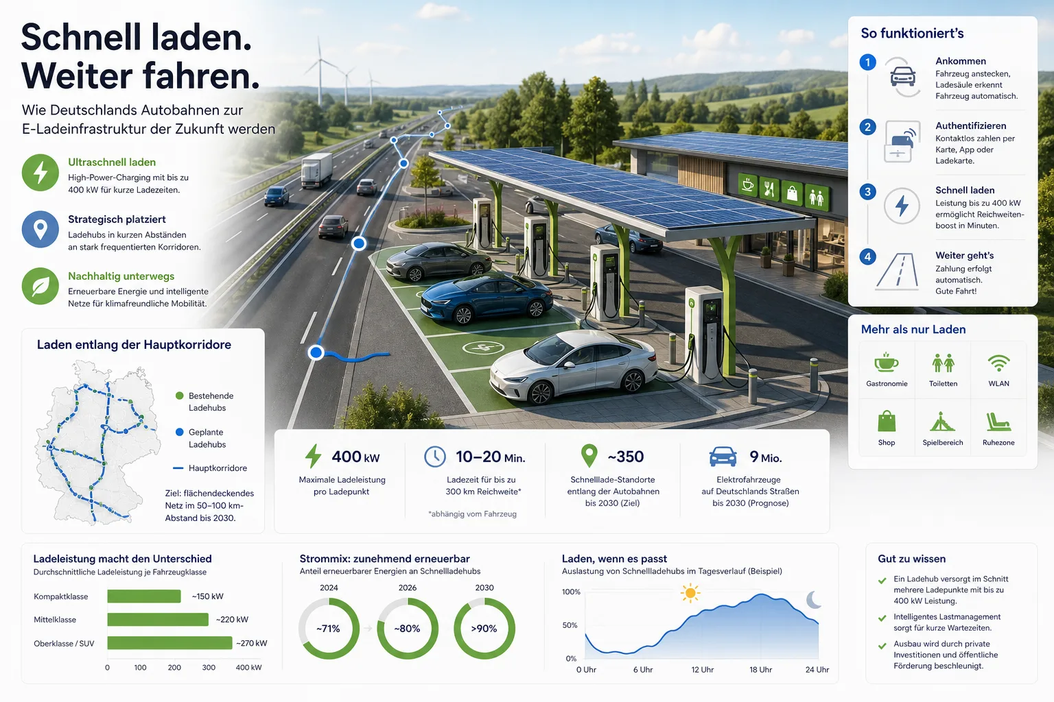 Infografik zum Deutschlandnetz und Autobahn-Schnellladen