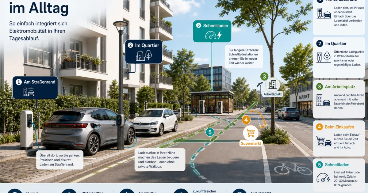 E-Auto ohne Wallbox: Welche Ladeorte Städten helfen