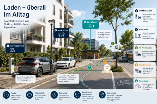 E-Auto ohne Wallbox: Welche Ladeorte Städten helfen
