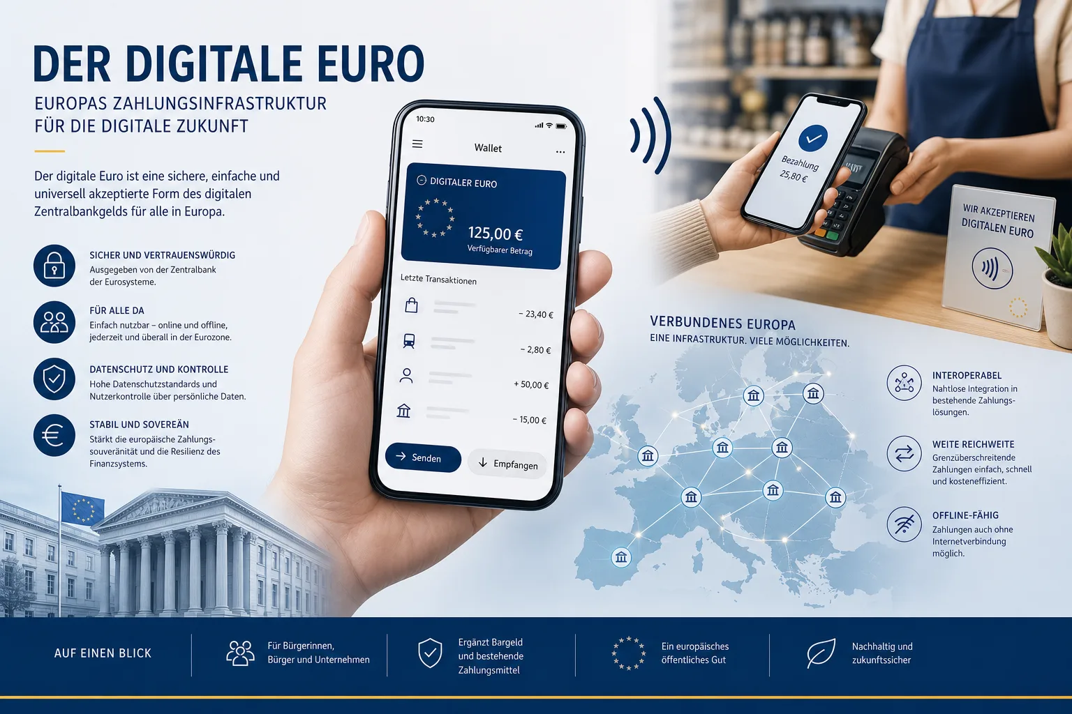 Infografik zum digitalen Euro als europäische Zahlungsinfrastruktur