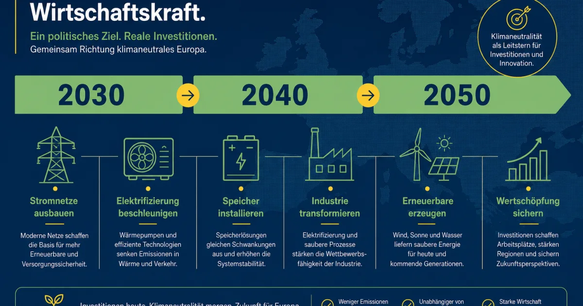 EU-Klimaziel 2040: Warum der 90-Prozent-Pfad Stromnetze, Wärmepumpen und Industrie unter Druck setzt