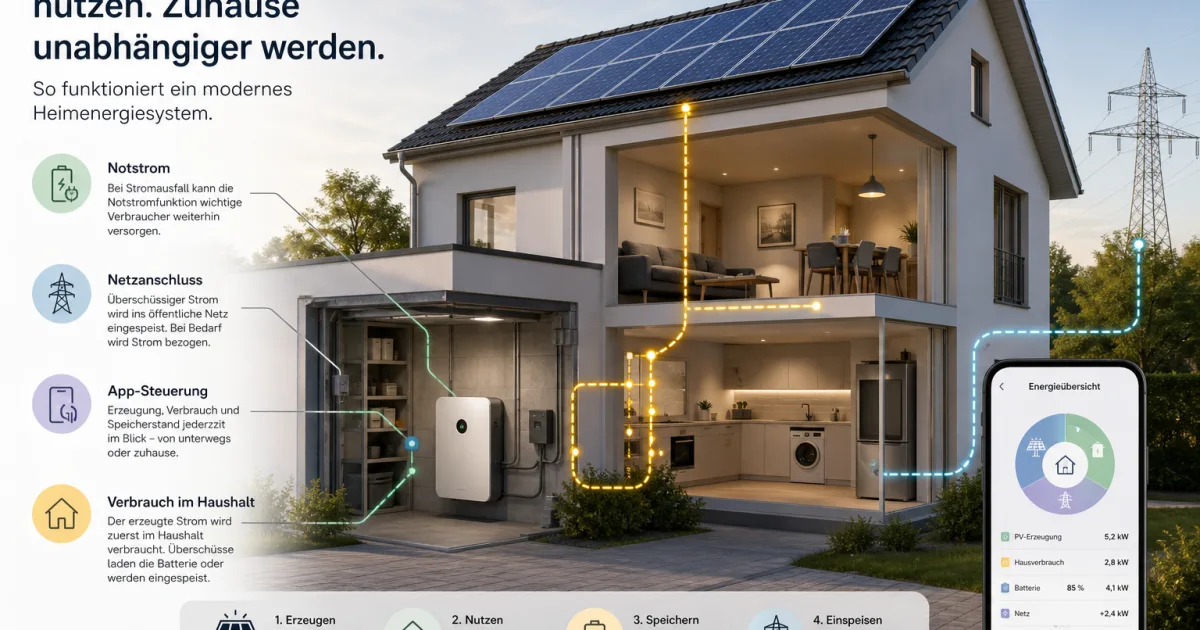 Heimspeicher 2026: Warum Notstrom, Netzanschluss und App-Steuerung für Haushalte wichtiger werden
