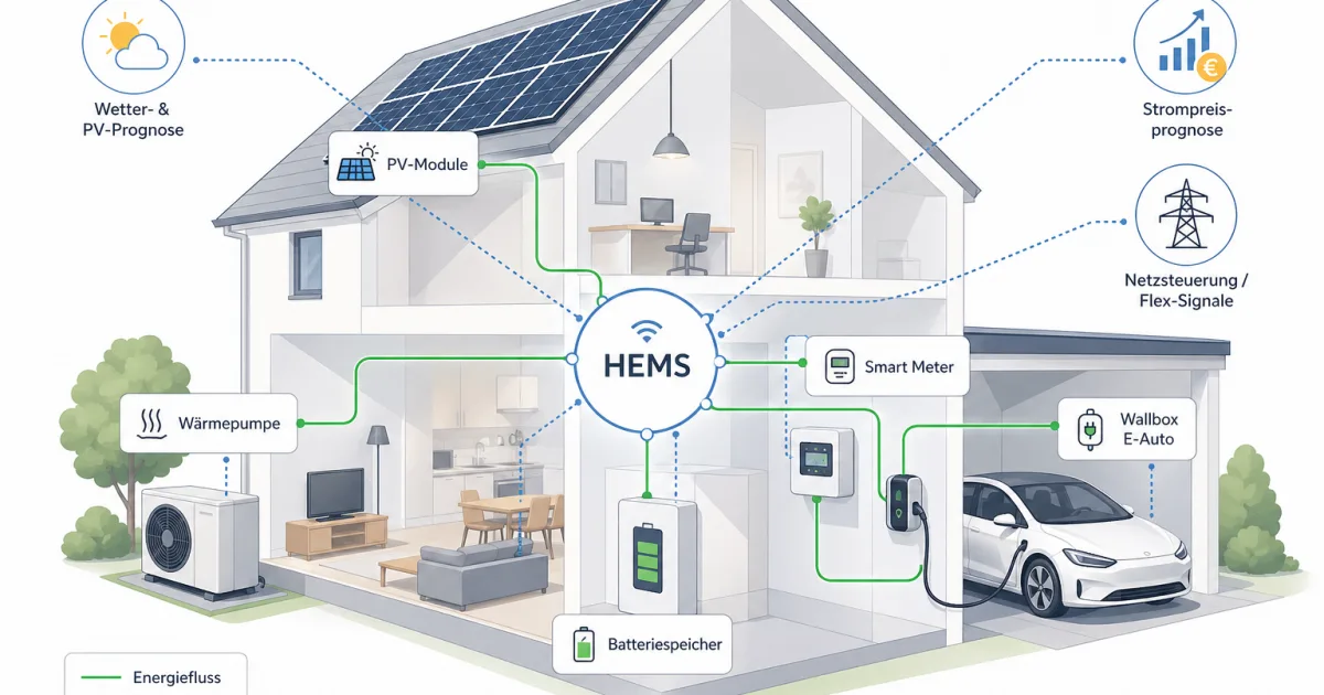 Home Energy Management: Wie HEMS Wärmepumpe, PV, Speicher und Wallbox steuert