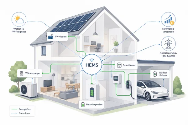 Home Energy Management: Wie HEMS Wärmepumpe, PV, Speicher und Wallbox steuert