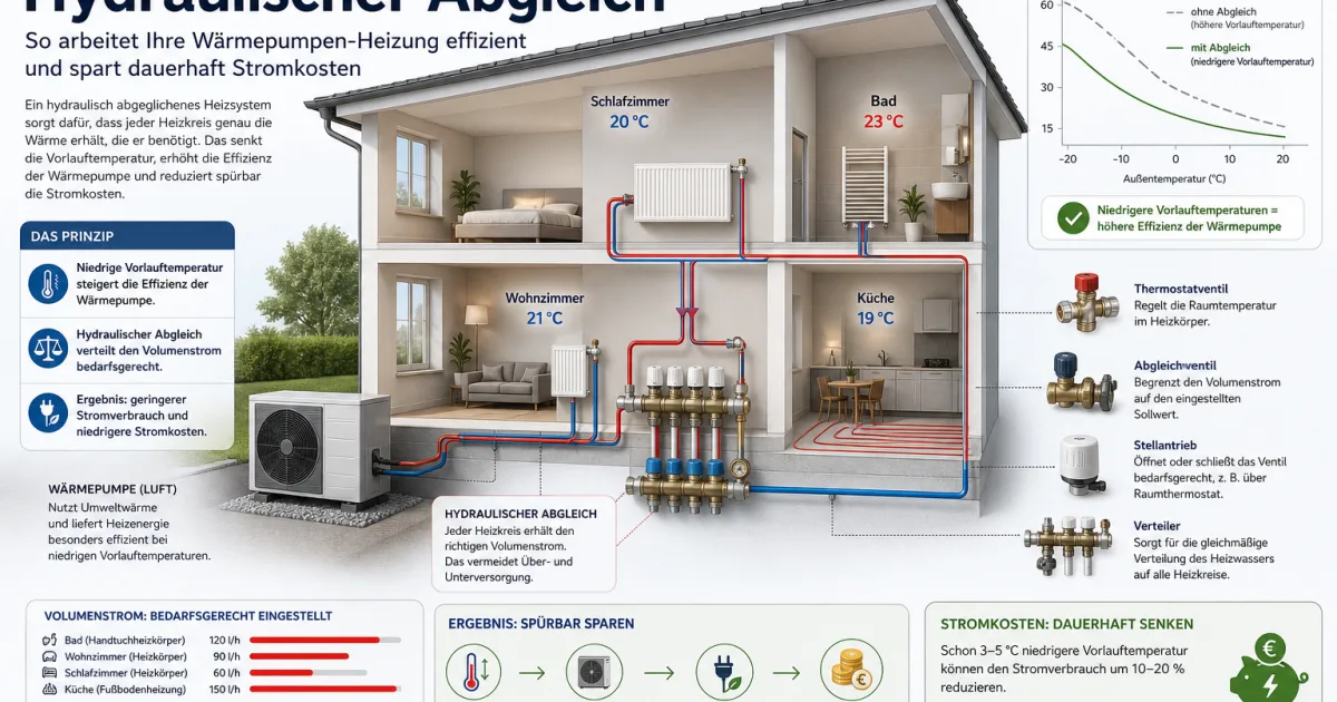 Hydraulischer Abgleich bei Wärmepumpen: Warum kleine Einstellungen über Stromkosten entscheiden