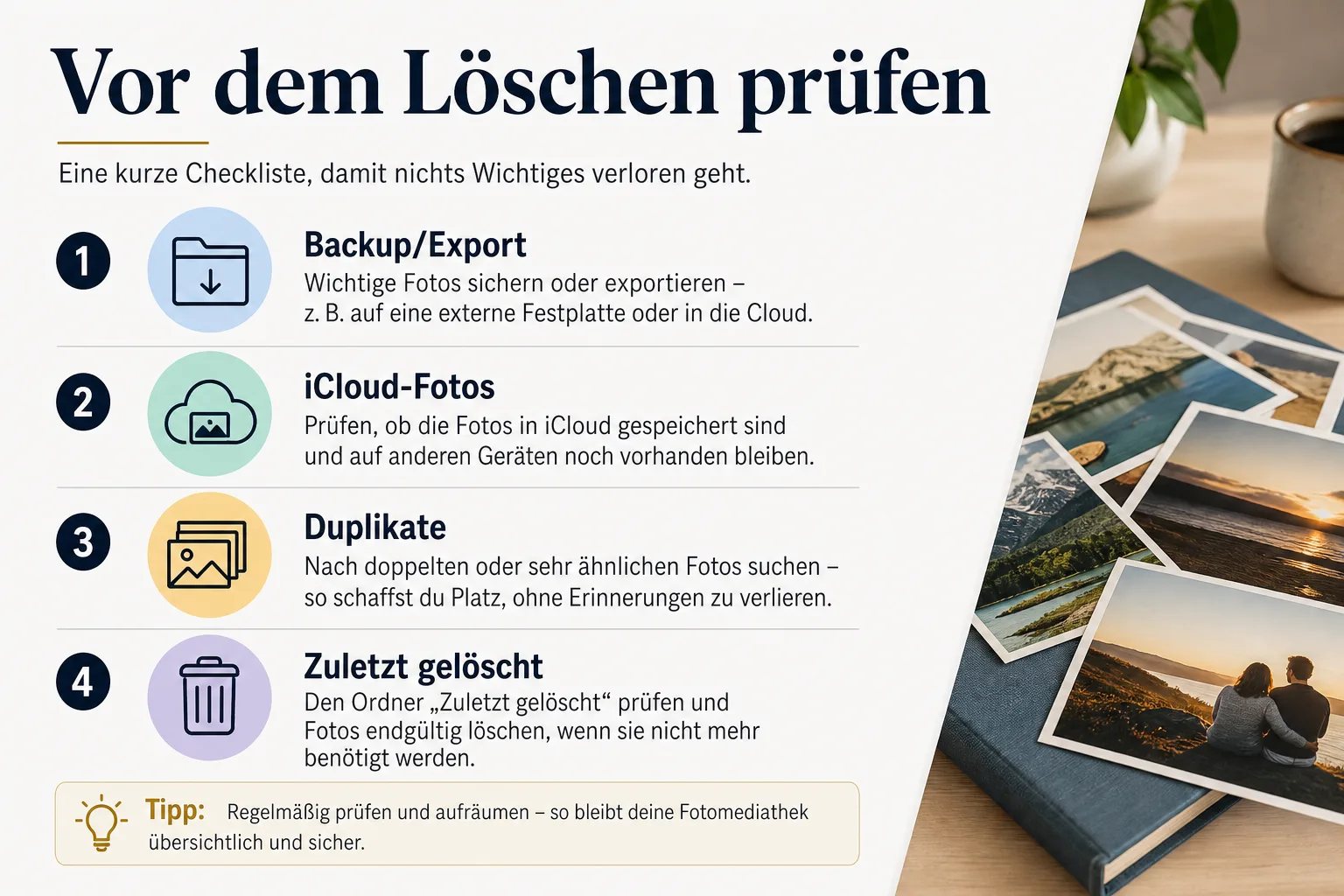 Checkliste vor dem Löschen von Fotos auf dem iPhone