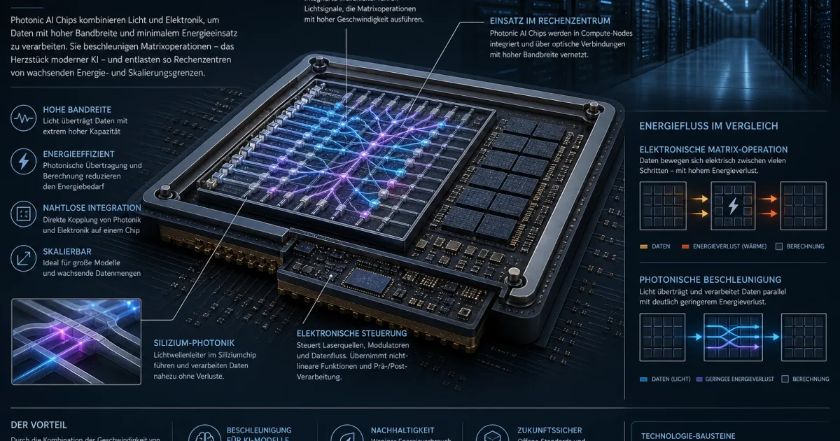 Photonische Chips für KI: Warum Lichtrechnen als Ausweg aus dem Energieproblem gilt