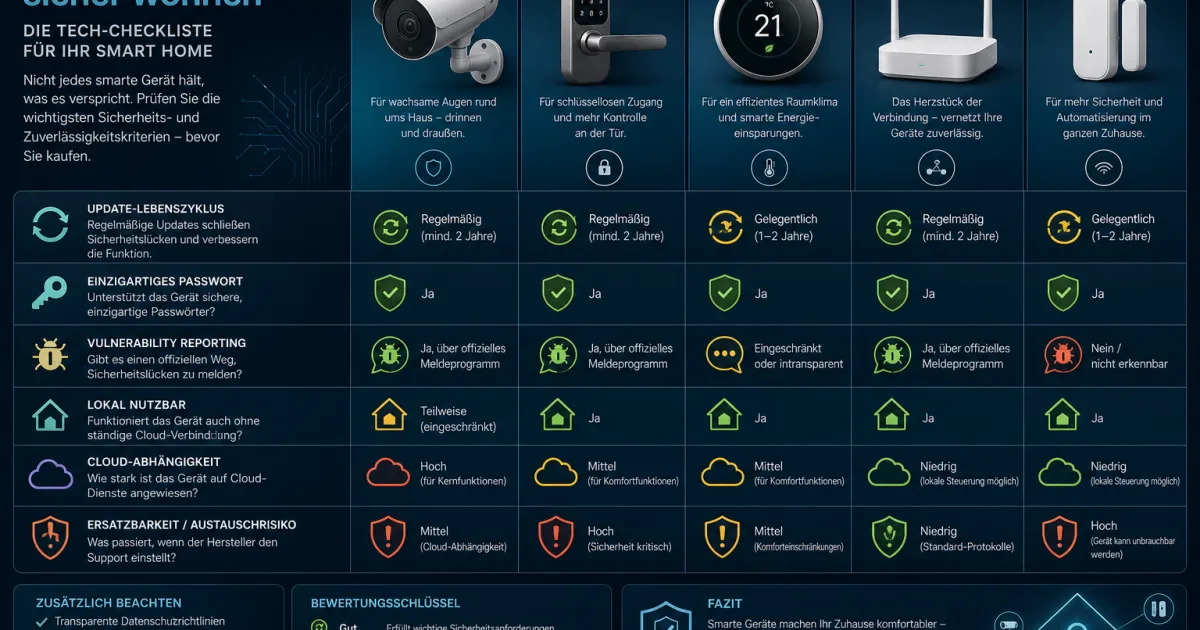 Sichere Smart-Home-Geräte erkennen: Updates, Default-Passwörter und Warnsignale vor dem Kauf