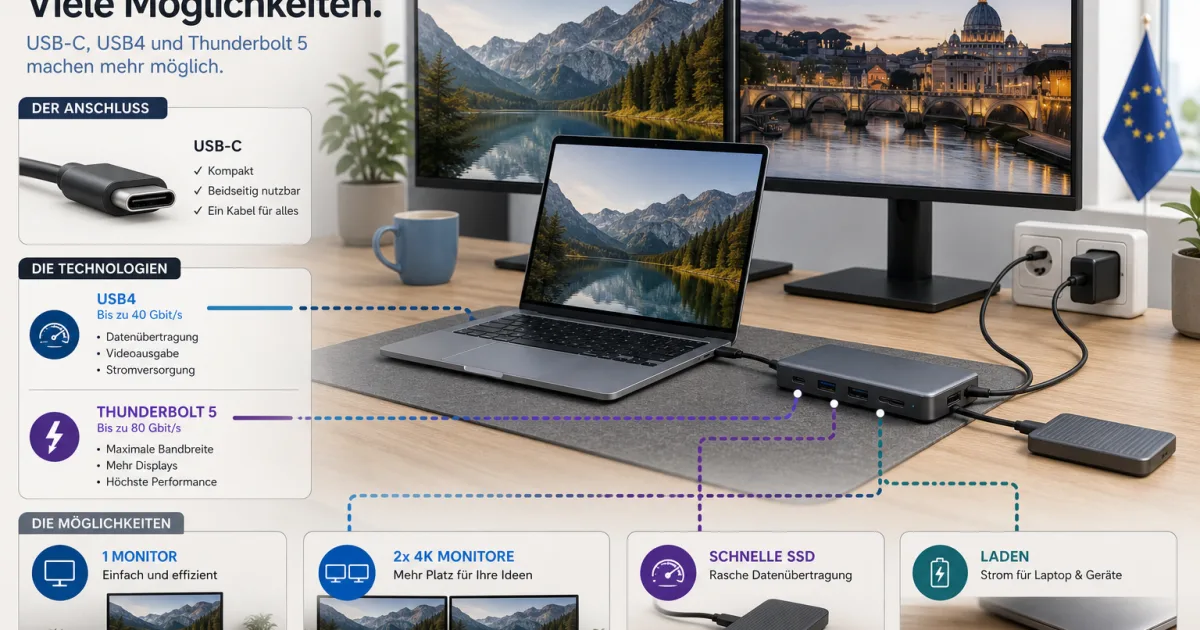 Thunderbolt 5 oder USB4: So passt das Dock zum Laptop