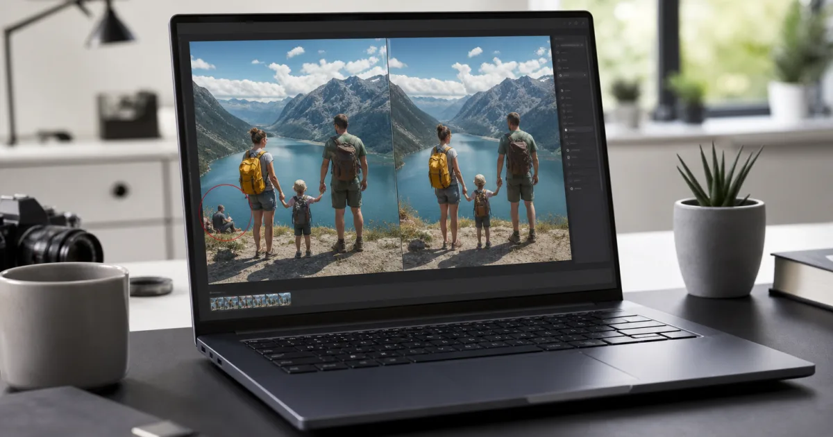 Windows-Fotos mit KI bereinigen: Objekte entfernen und Ergebnis prüfen