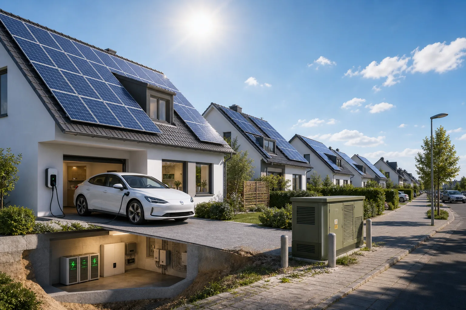 Erneuerbare Energien: redaktionelle Visualisierung mit Datenflüssen, Risiken und Unternehmensprozessen