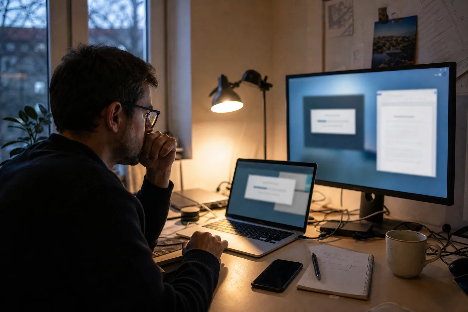 aktuelle Technikentwicklung: redaktionelle Visualisierung mit Datenflüssen, Risiken und Unternehmensprozessen