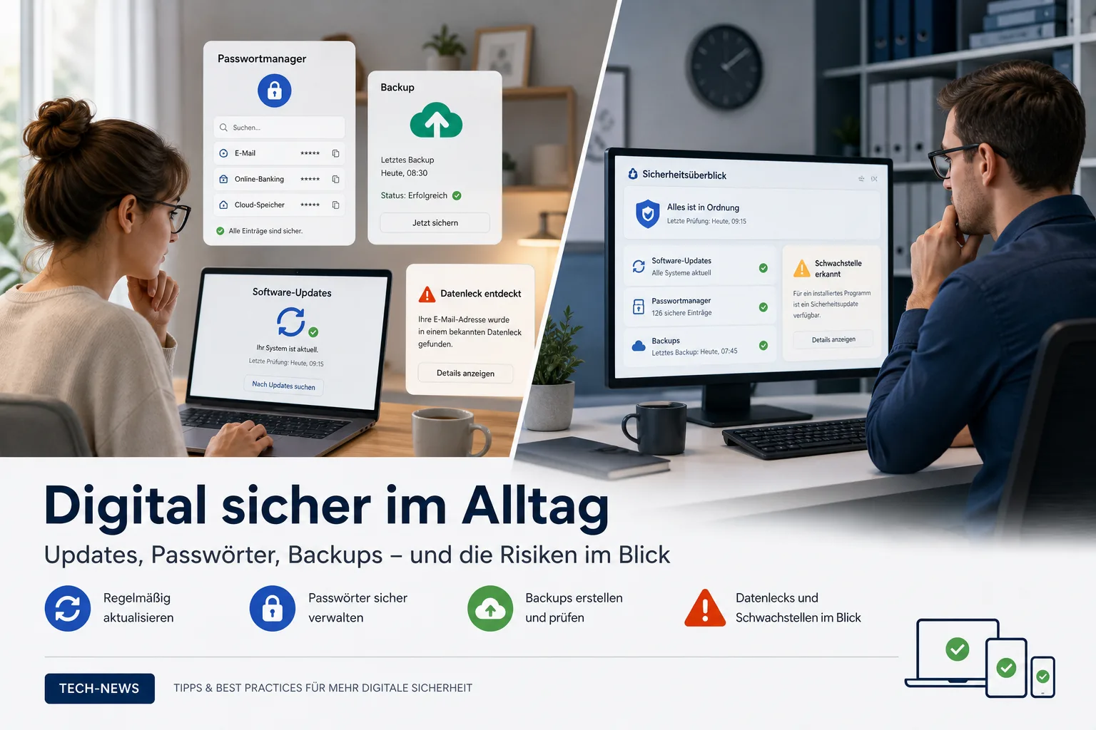 aktuelle Technikentwicklung: redaktionelle Visualisierung mit Datenflüssen, Risiken und Unternehmensprozessen