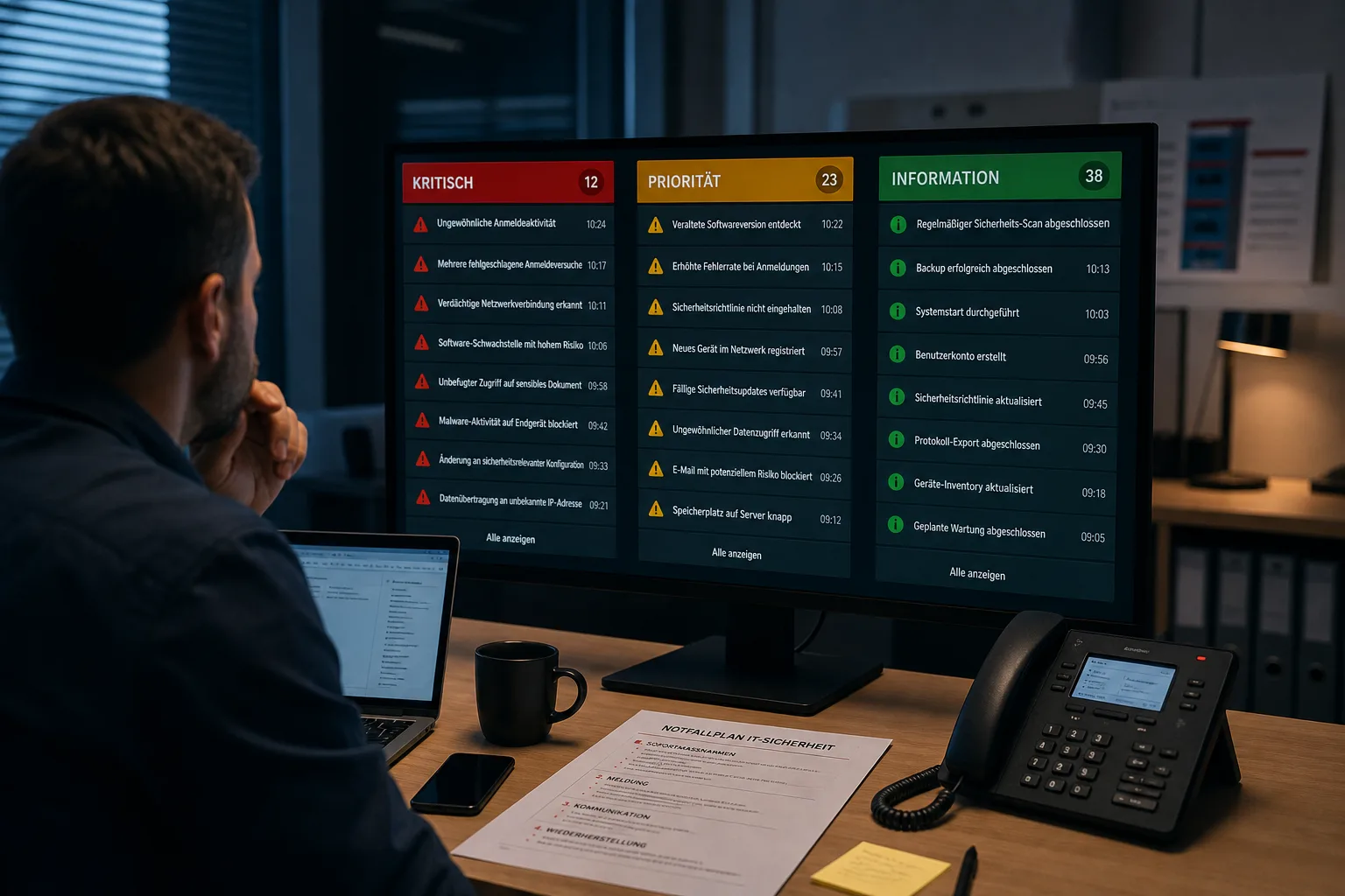 aktuelle Technikentwicklung: redaktionelle Visualisierung mit Datenflüssen, Risiken und Unternehmensprozessen