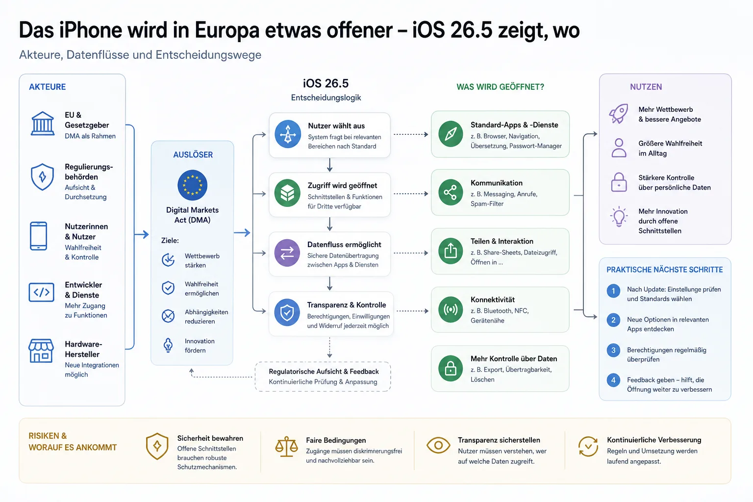 Das iPhone wird in Europa etwas offener – iOS 26.5 zeigt, wo: Überblick über Akteure und Zusammenhänge.