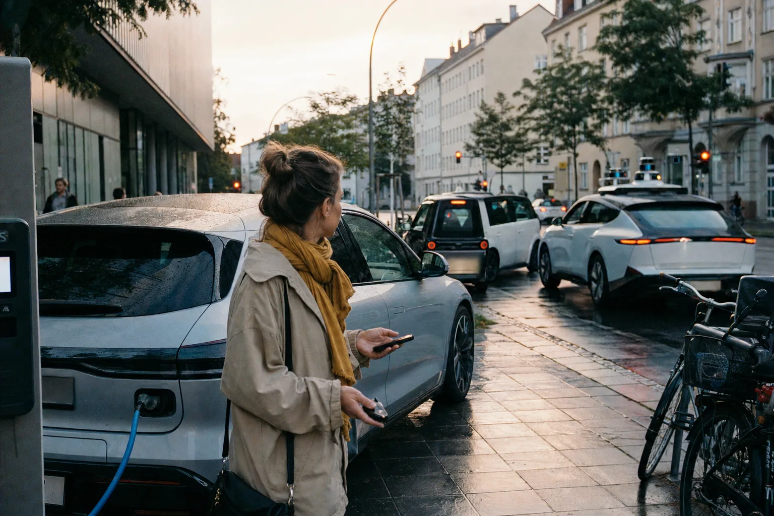 Mobilität: redaktionelle Visualisierung mit Datenflüssen, Risiken und Unternehmensprozessen