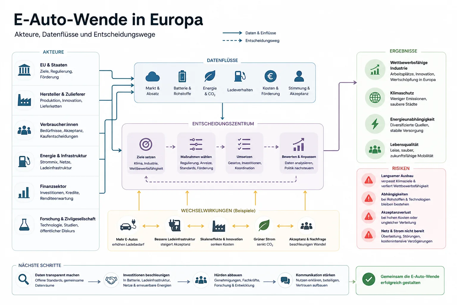 E-Auto-Wende in Europa: Überblick über Akteure und Zusammenhänge.