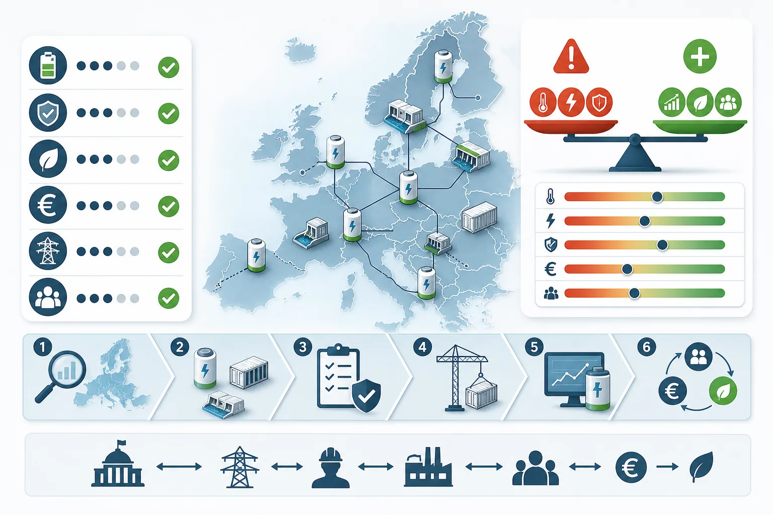 Energiespeicher in Europa: Energiespeicher in Europa: Praxis-Checkliste mit Risiken und nächsten Schritten.