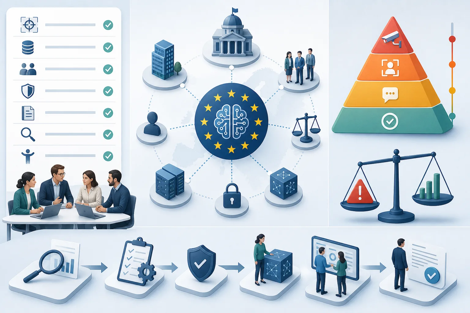 EU AI Act: EU AI Act: Praxis-Checkliste mit Risiken und nächsten Schritten.