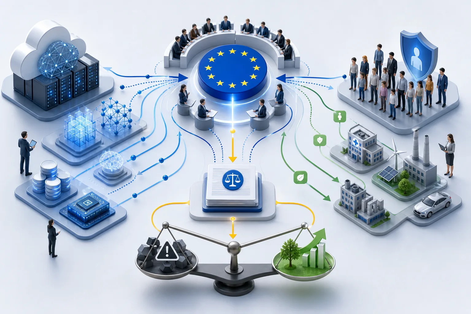 EU plant Cloud-und-KI-Gesetz: EU plant Cloud-und-KI-Gesetz: Überblick über Akteure und Zusammenhänge.