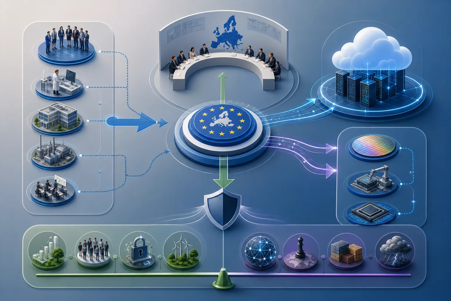 EU plant Chips- und Cloud-Paket: EU plant Chips- und Cloud-Paket: Überblick über Akteure und Zusammenhänge.