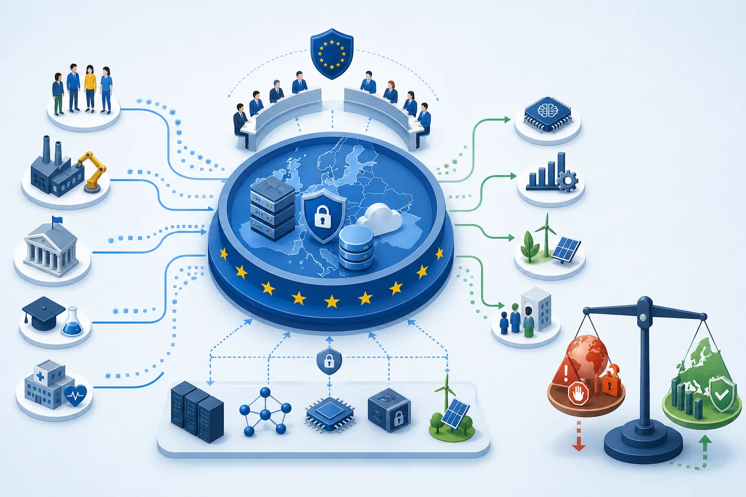 EU-Tech-Souveränitätspaket: EU-Tech-Souveränitätspaket: Überblick über Akteure und Zusammenhänge.